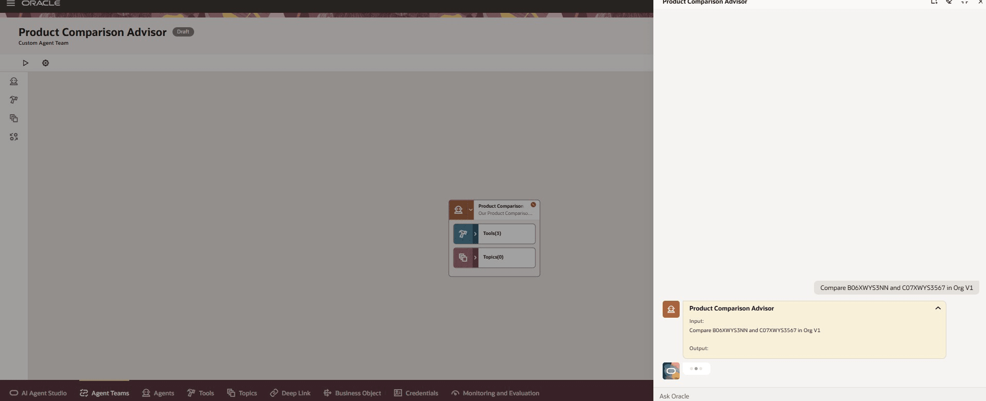 Prompting the Product Comparison Advisor