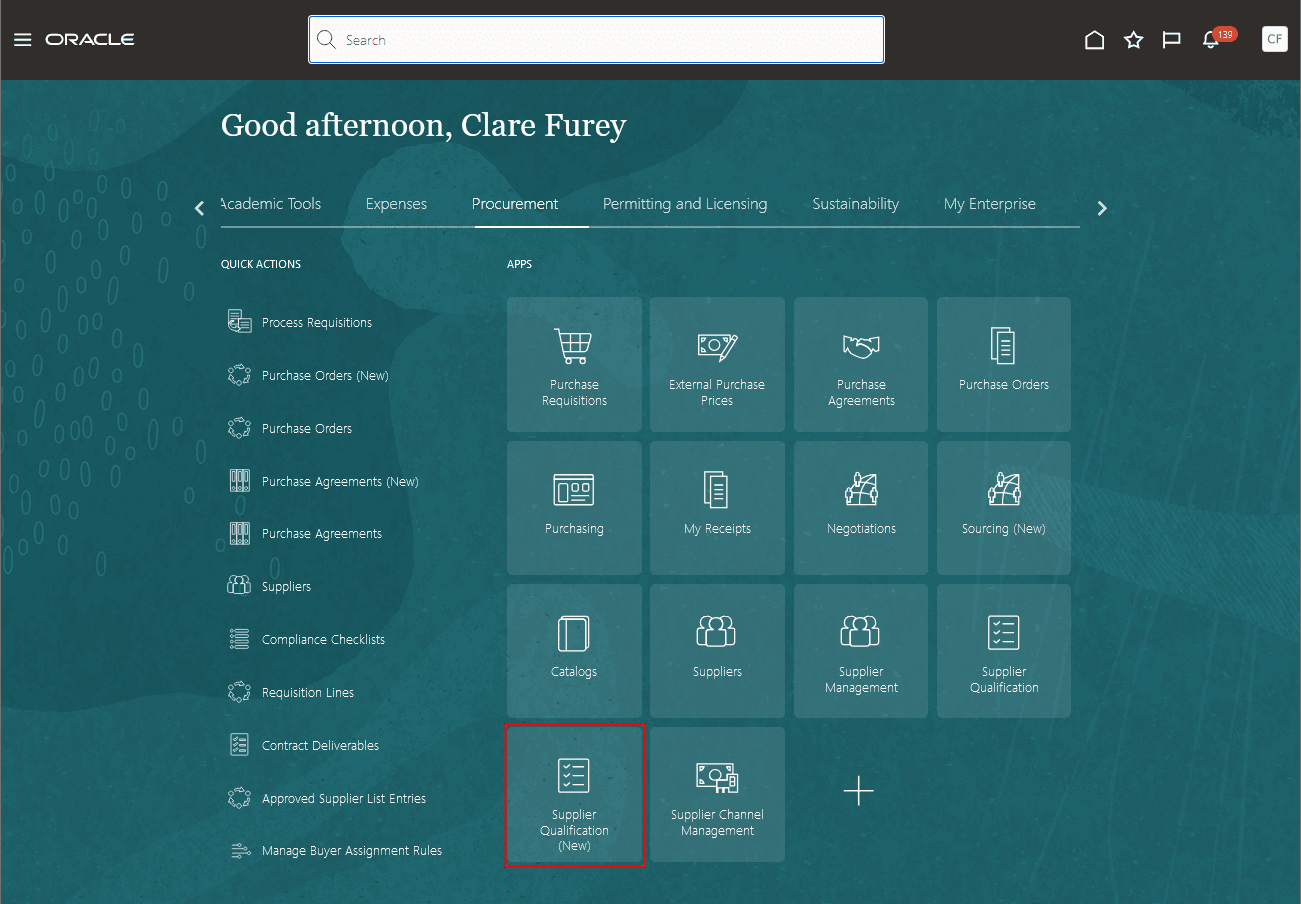 New Tile to Access Supplier Qualification Redwood Landing Page