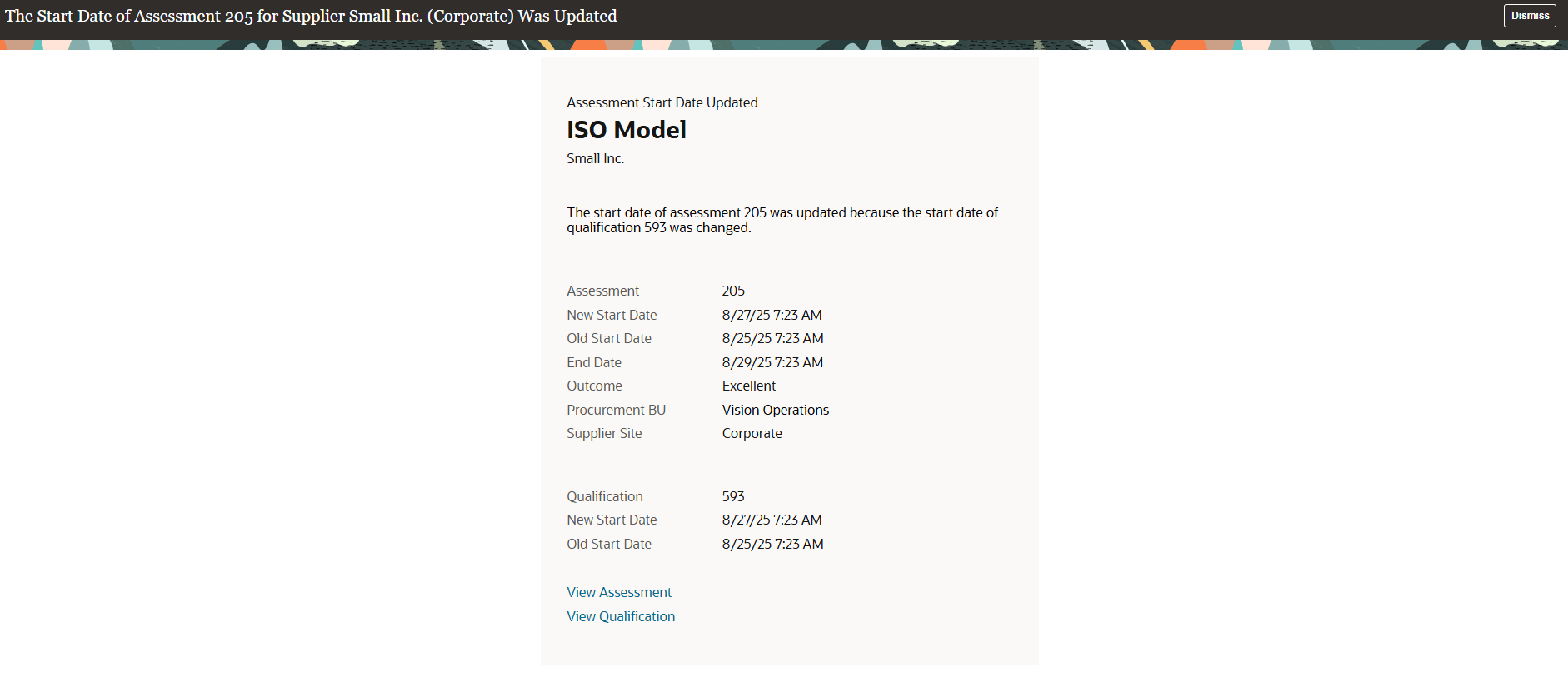 Assessment Updated FYI Notification