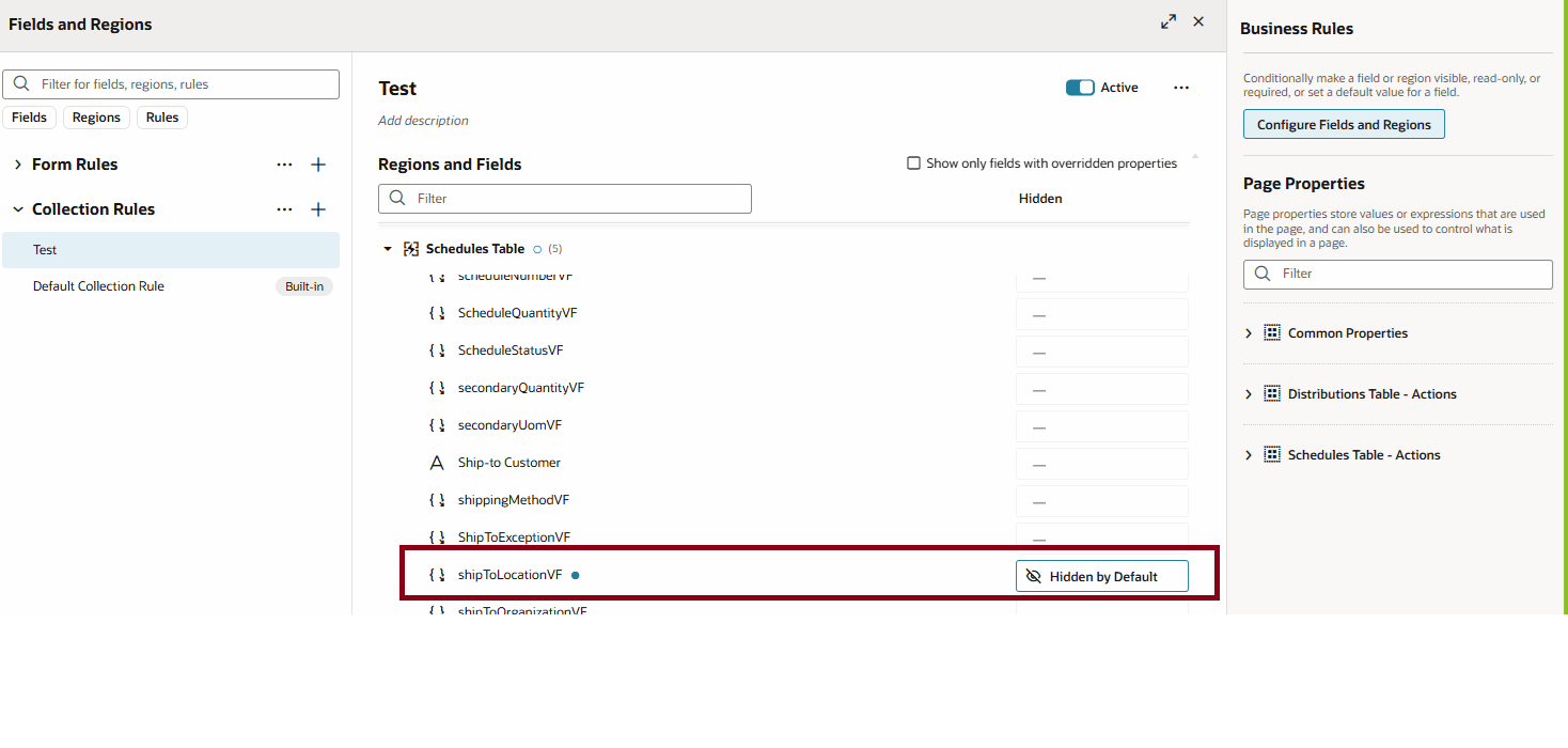 Ship To Location Attribute Set to "Hidden by Default"