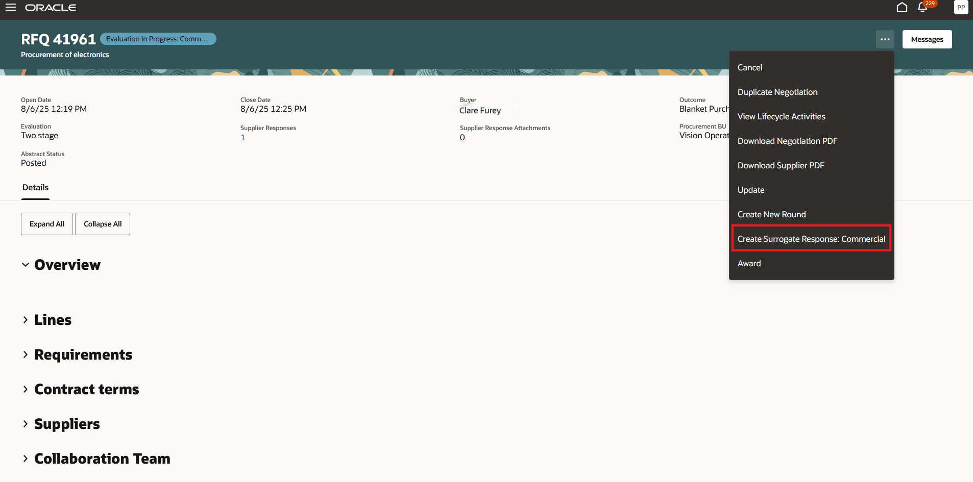 Action:Create surrogate response in technical stage