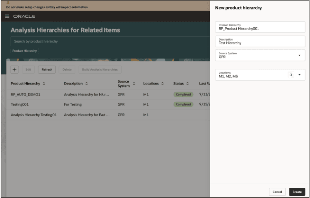 New Product Hierarchy Drawer