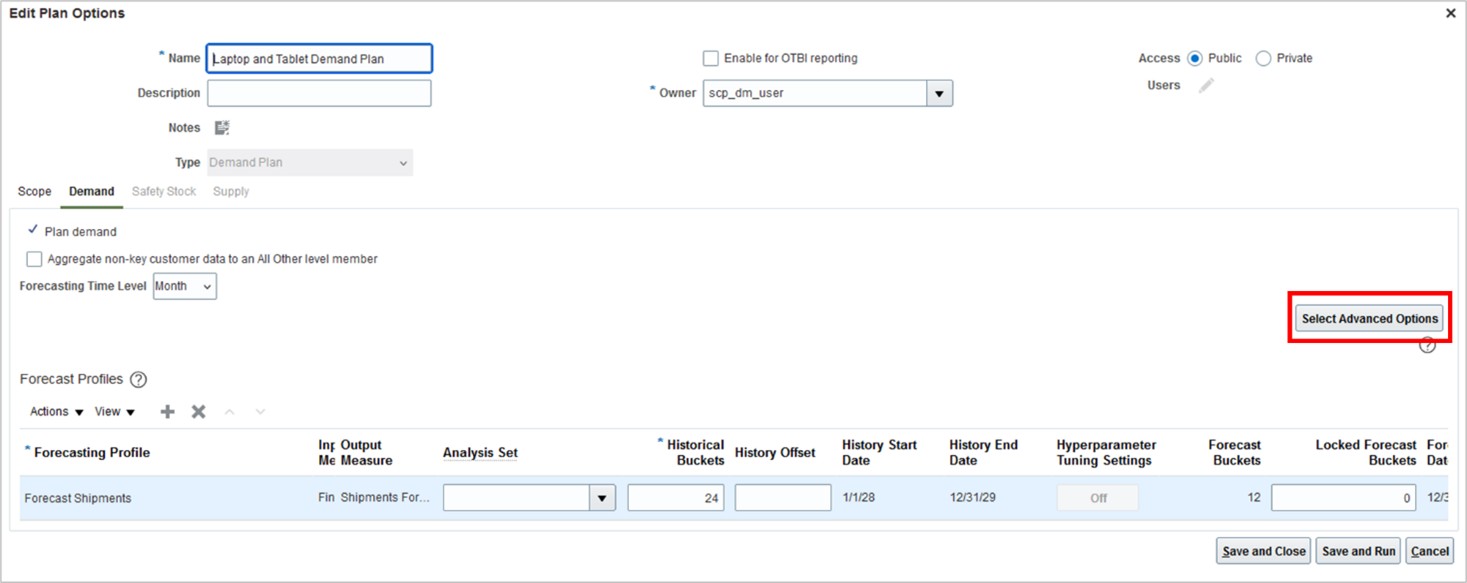 Demand Tab on Plan Options Page