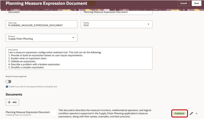 Published Status for Document