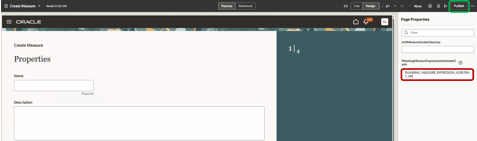 Page Property Field in Oracle Visual Builder Studio