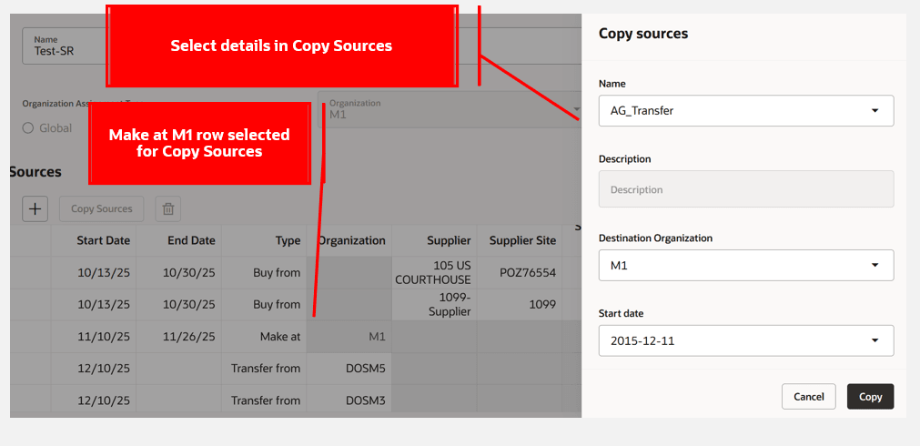 Copy Sources Drawer with Details