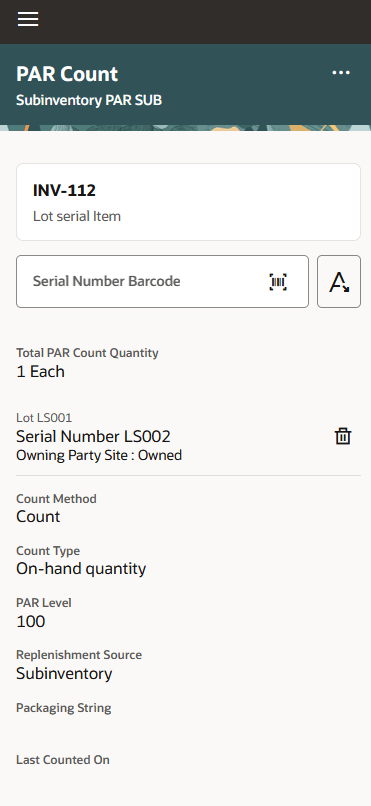 Lot and Serial Number Item