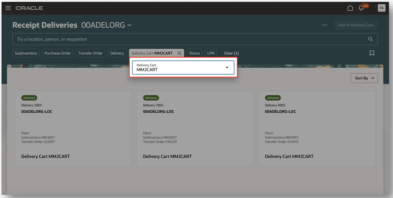 Delivery Cart Search