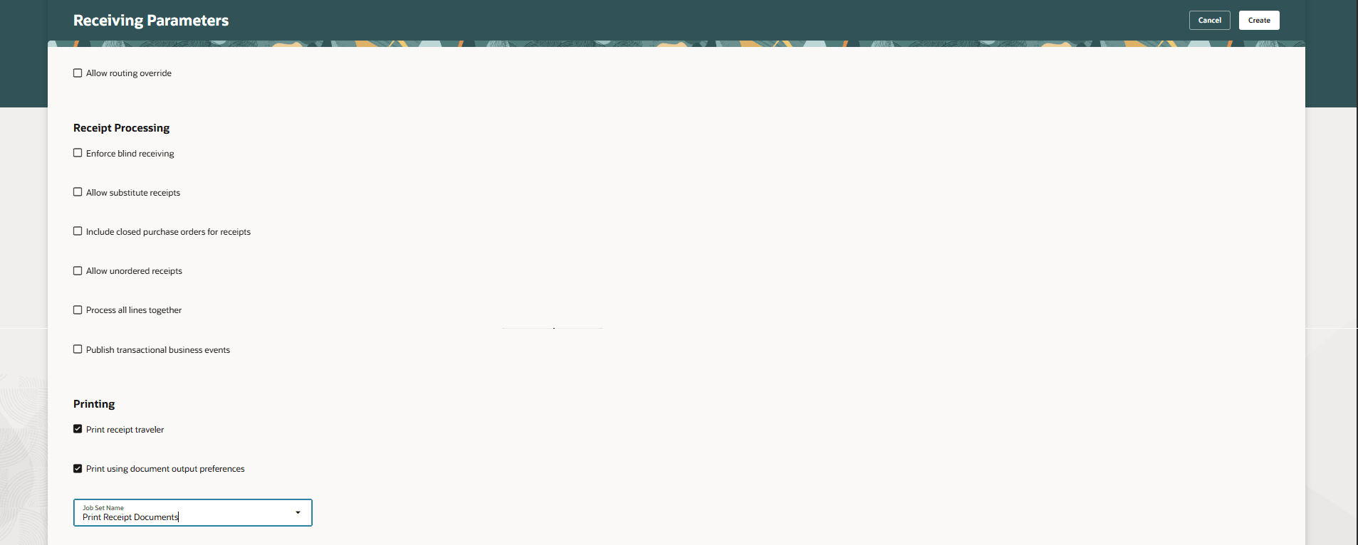 Update Receiving Parameter