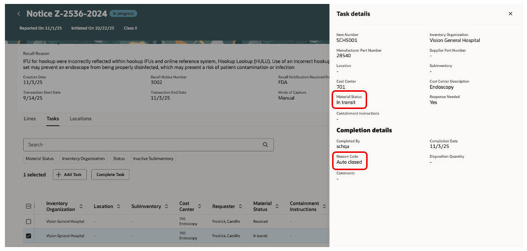Auto close of in-transit bypass task