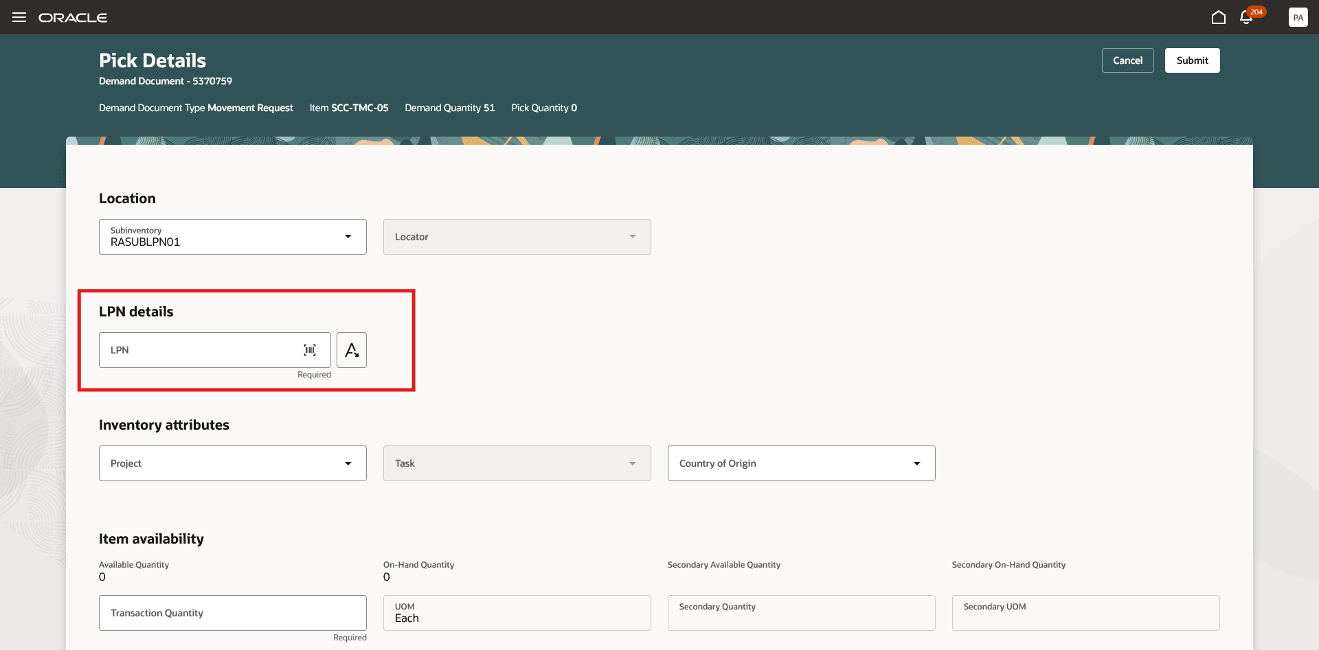 Pick Details Redwood Page