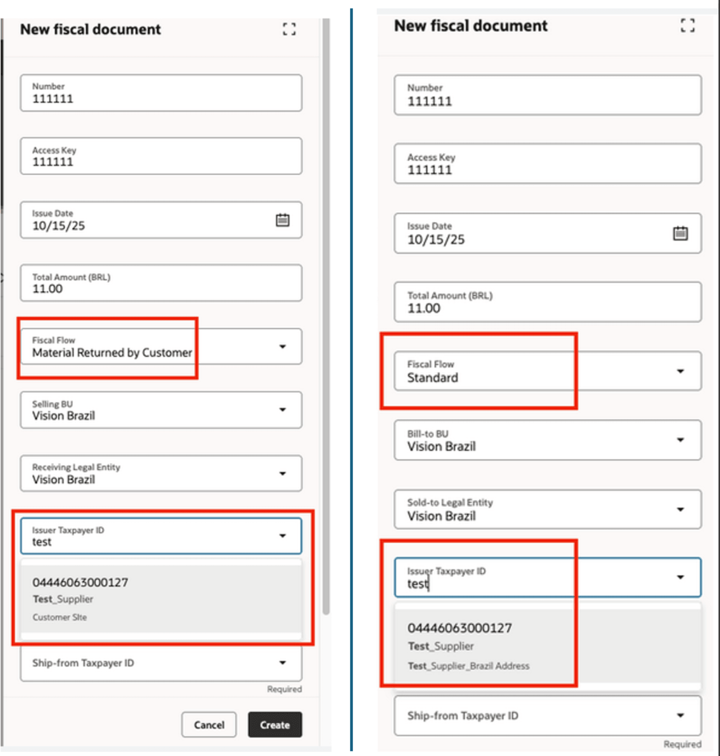Based on the fiscal flow relevant site addresses are available.