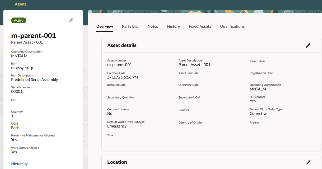 Navigation to Hierarchy from Asset Information Management