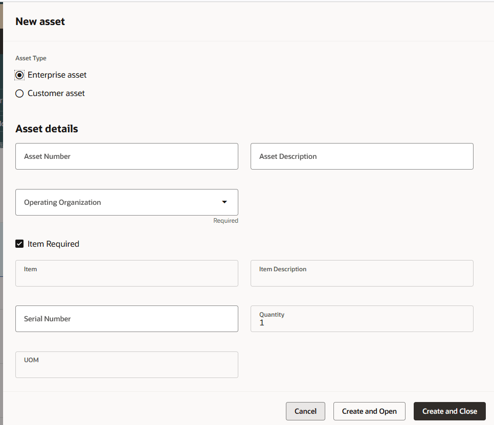 Asset Information Management: Create Asset