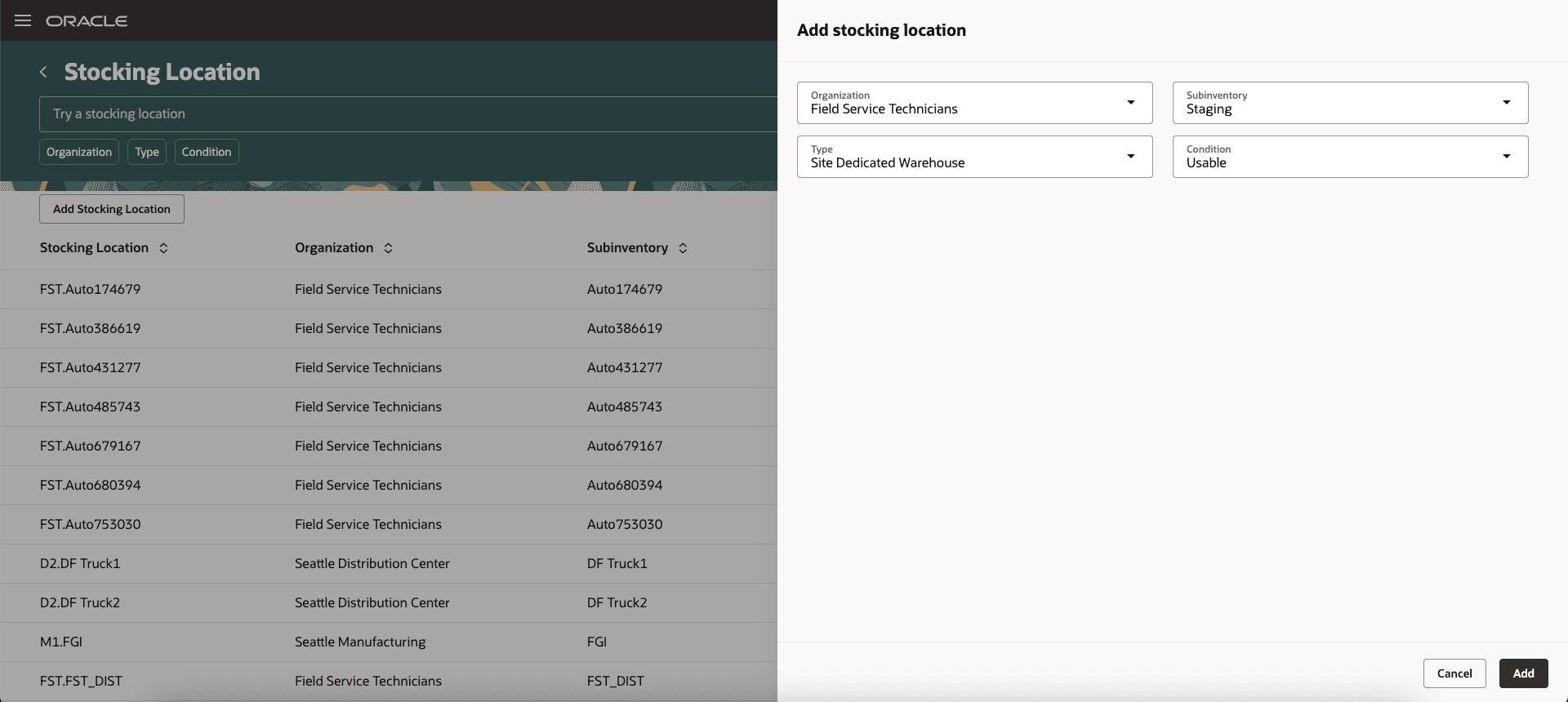 Add or Edit: Stocking Location with Redwood UI