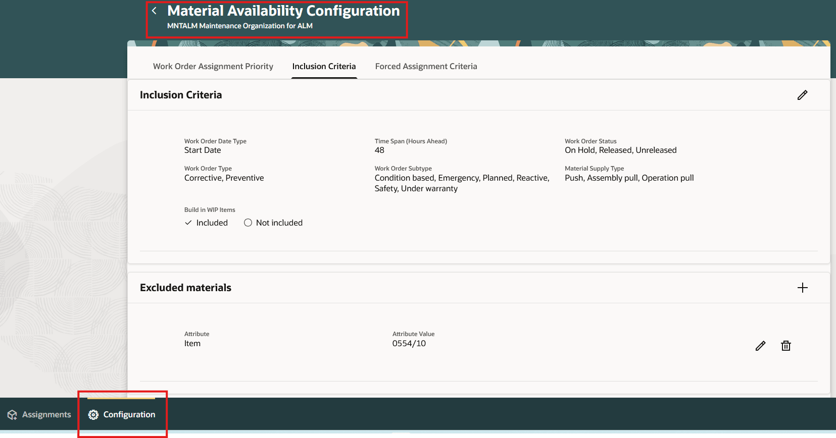 Inclusion Criteria Tab 