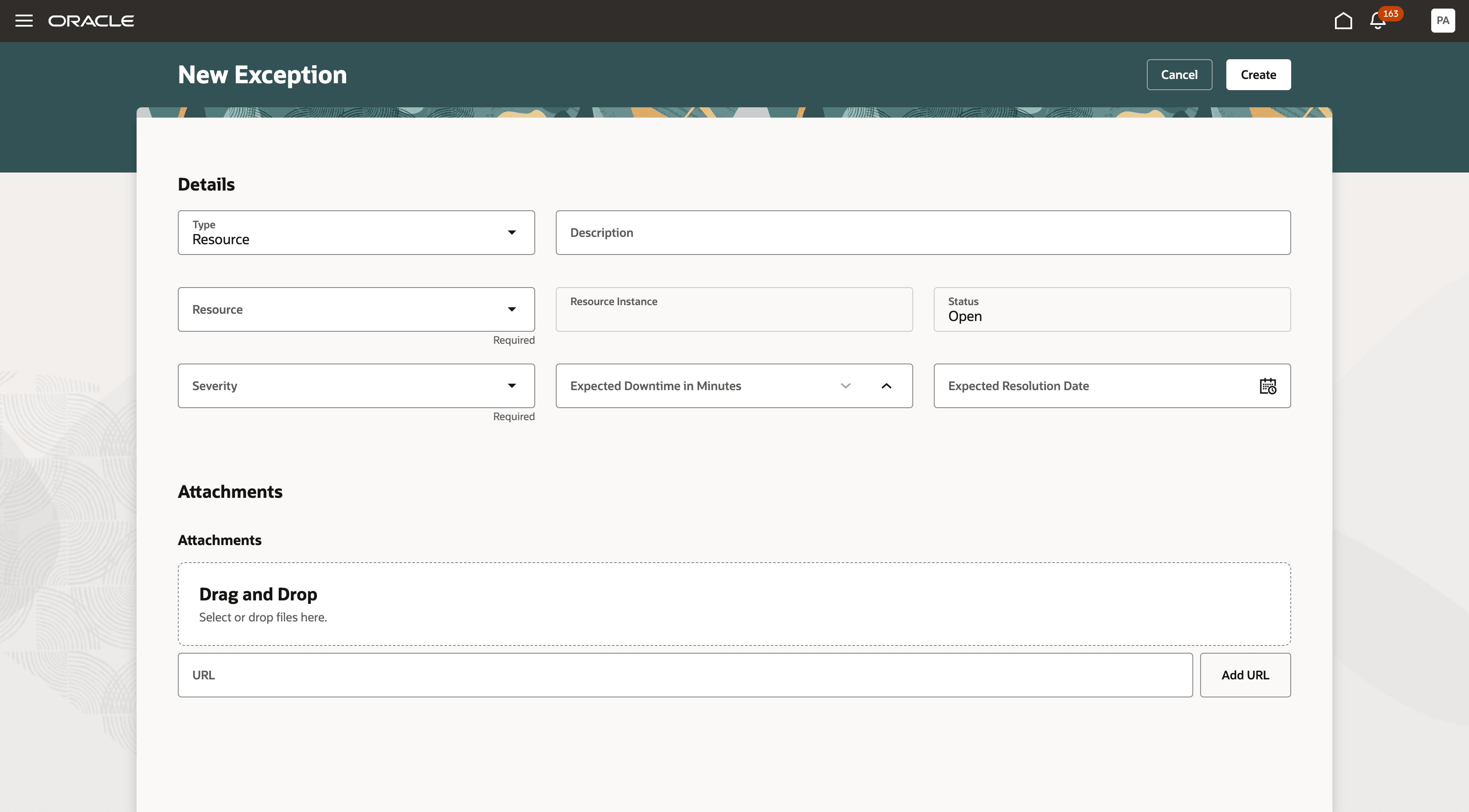 Report new Maintenance Exception