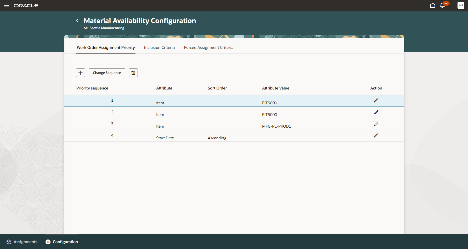 Configuration -Work Order Assignment Priority