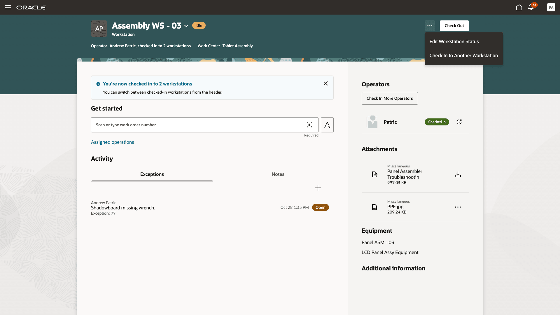 Check in to another workstation