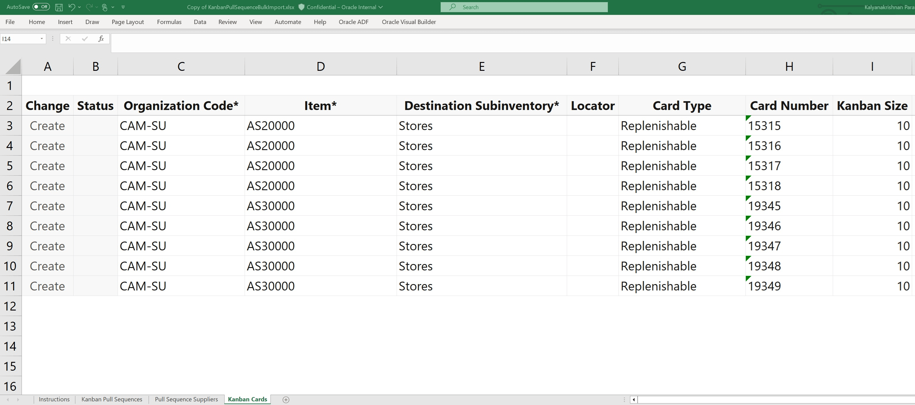 Spreadsheet to import kanban cards