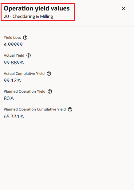 Operation Yield Values