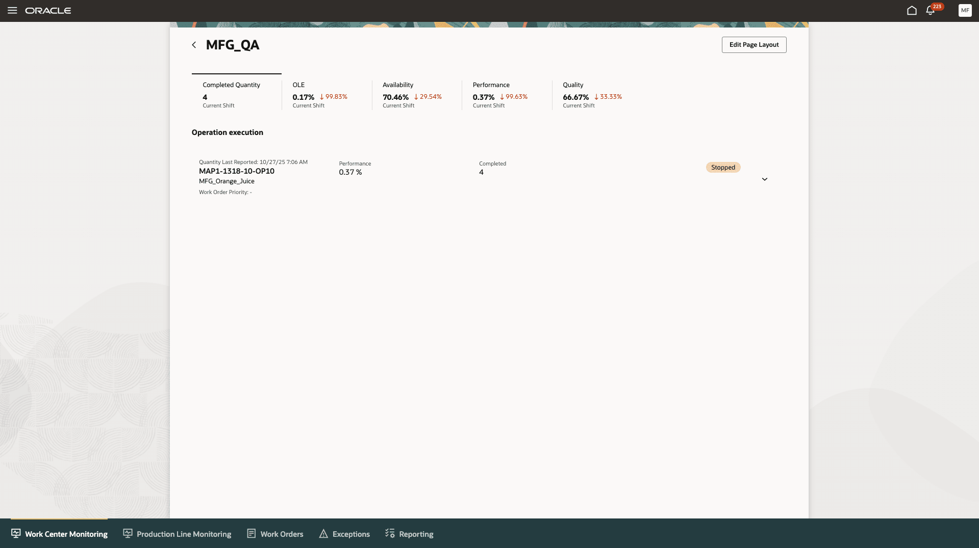 Operator monitoring page.