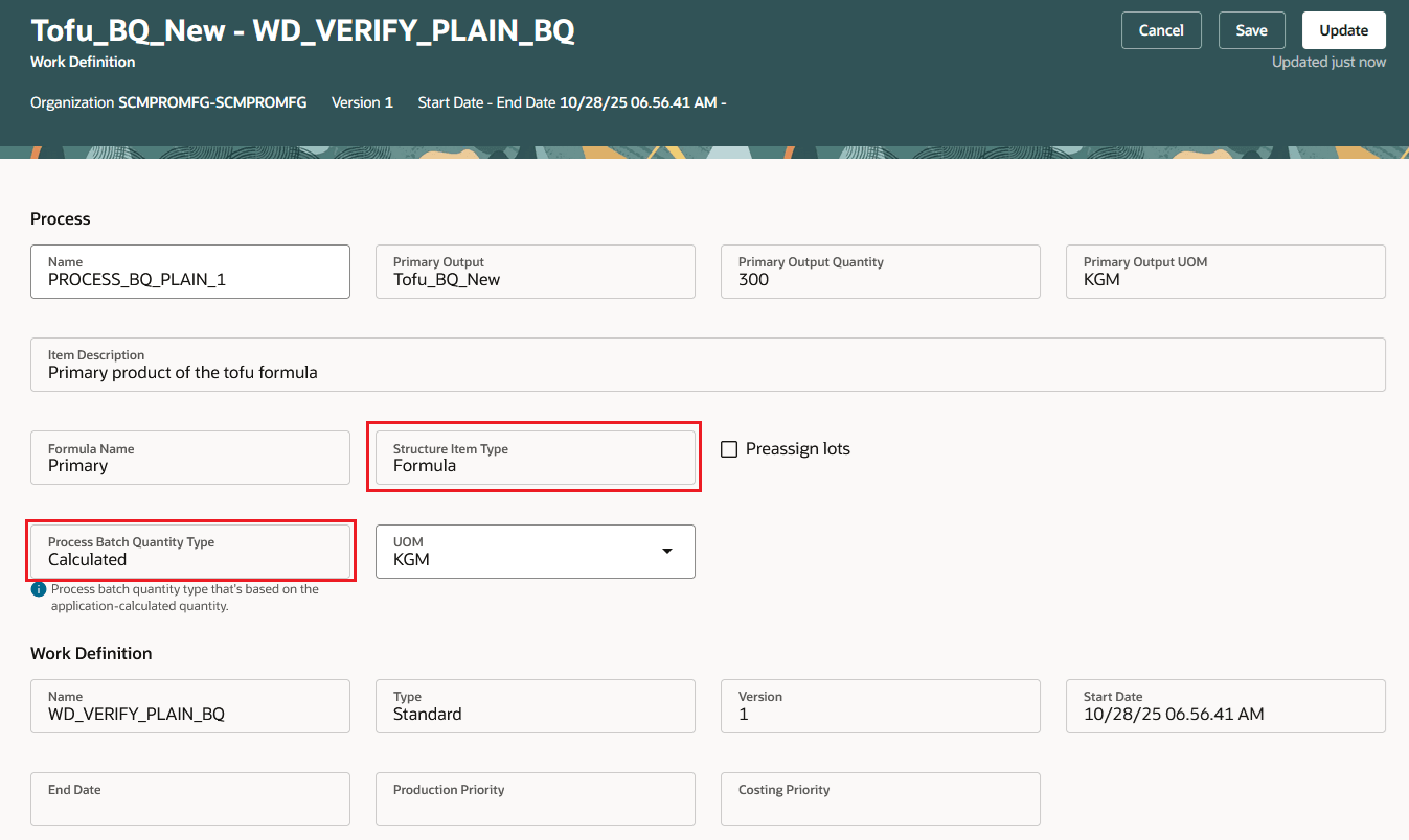Work Definition based on the Formula