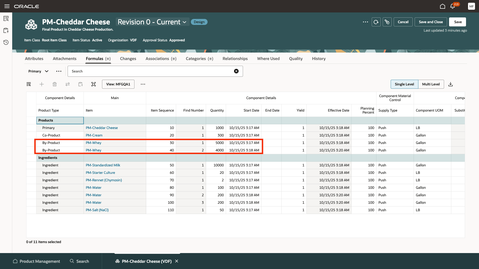 Formula with multiple instances of the co-product