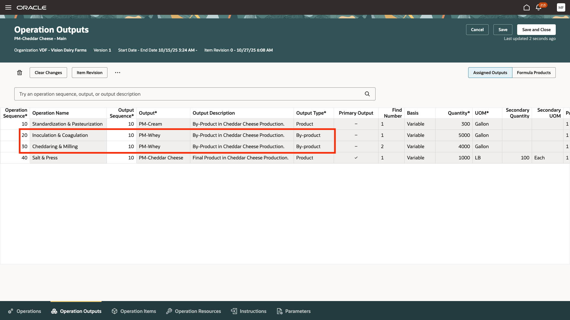 Same by-product attached to multiple operations