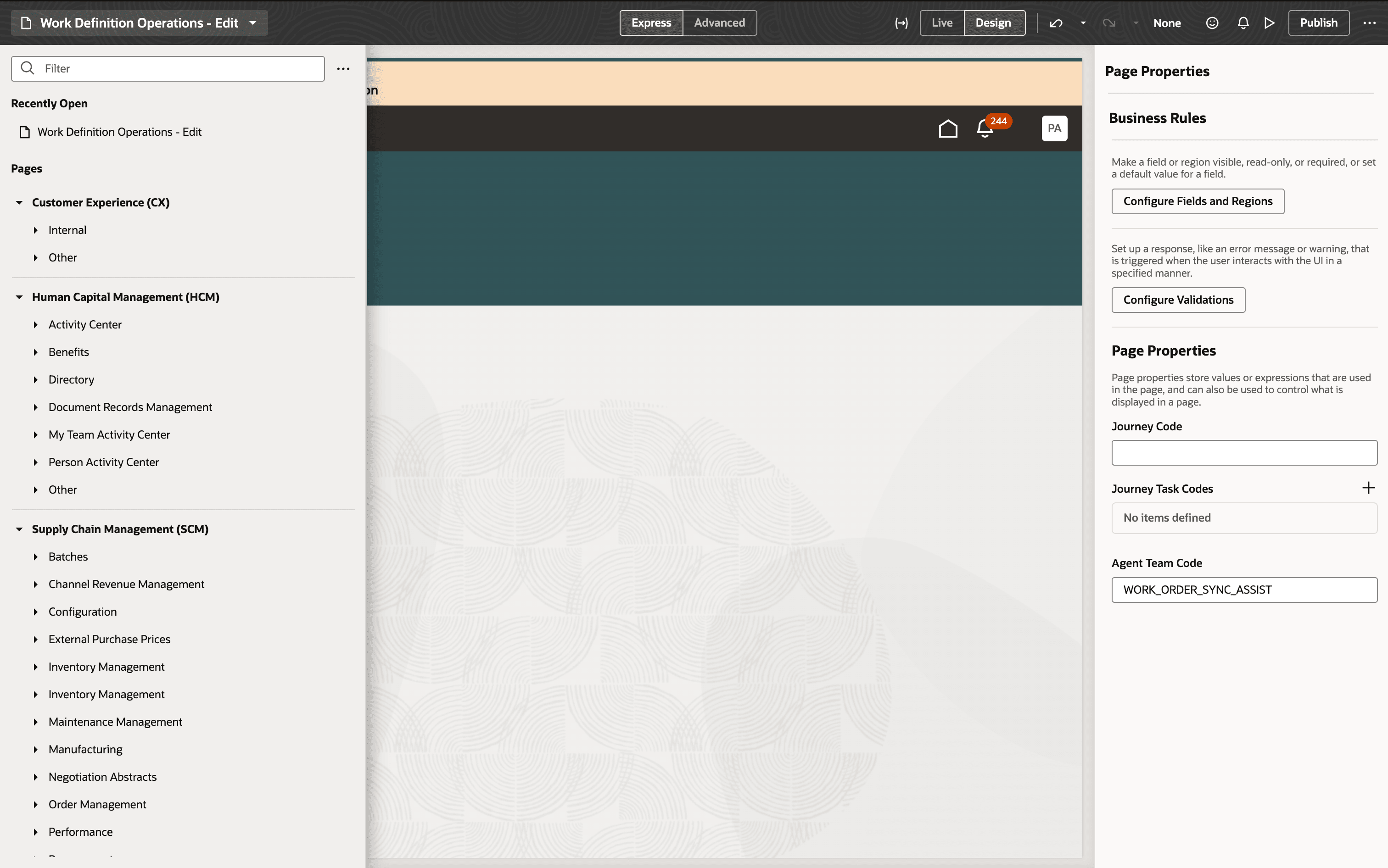 Adding Agent to the Work Definition Operations page