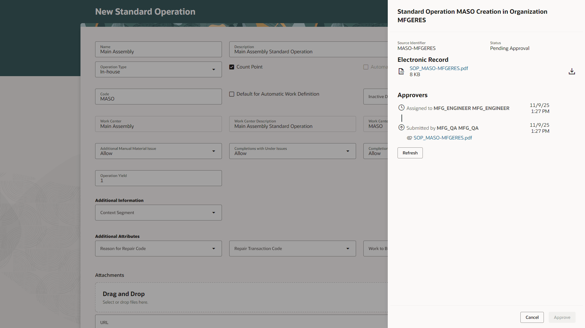 Submit Standard Operation for Electronic Signature Approval