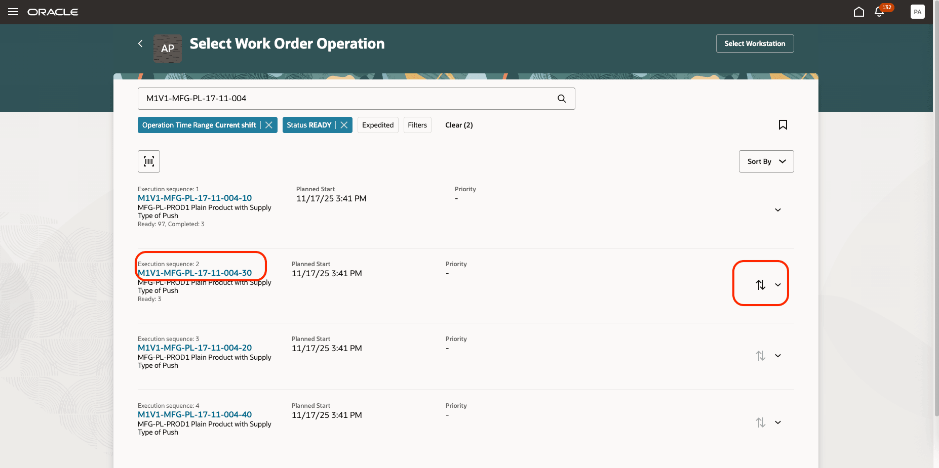 The chosen operation becomes the next operation&nbsp;to be performed in the execution sequence.