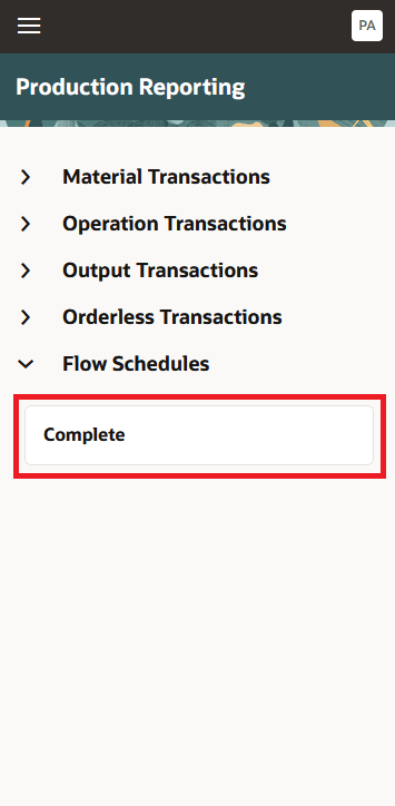 Action to Complete a Flow Schedule