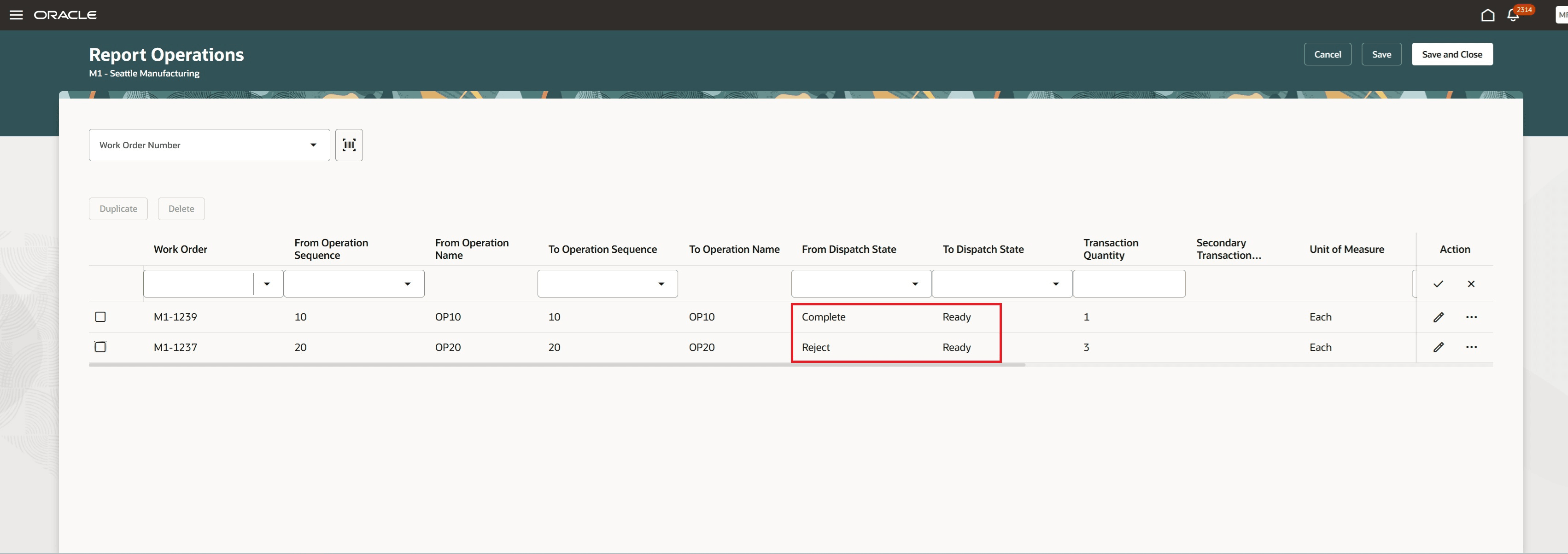 Reverse Quantity at an Operation