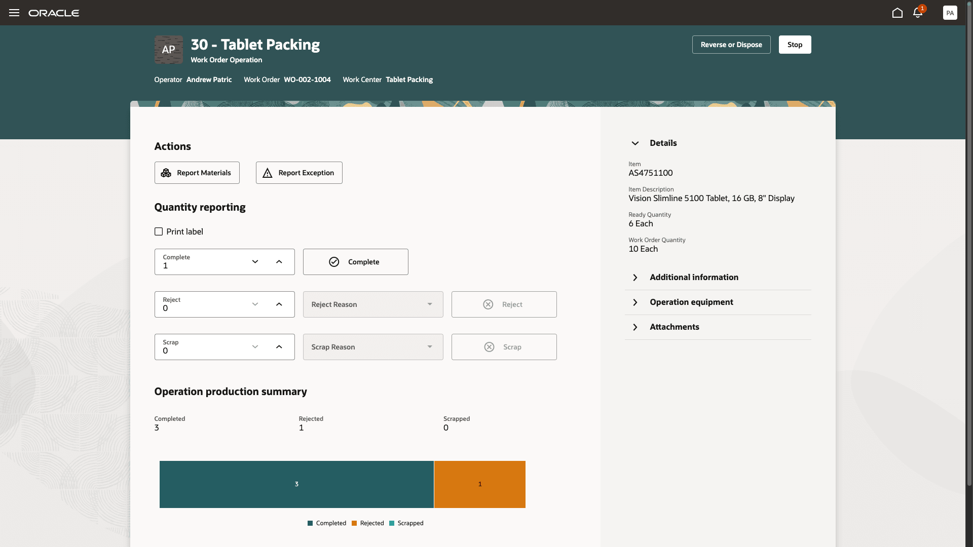 Action to Reverse or Dispose During Execution
