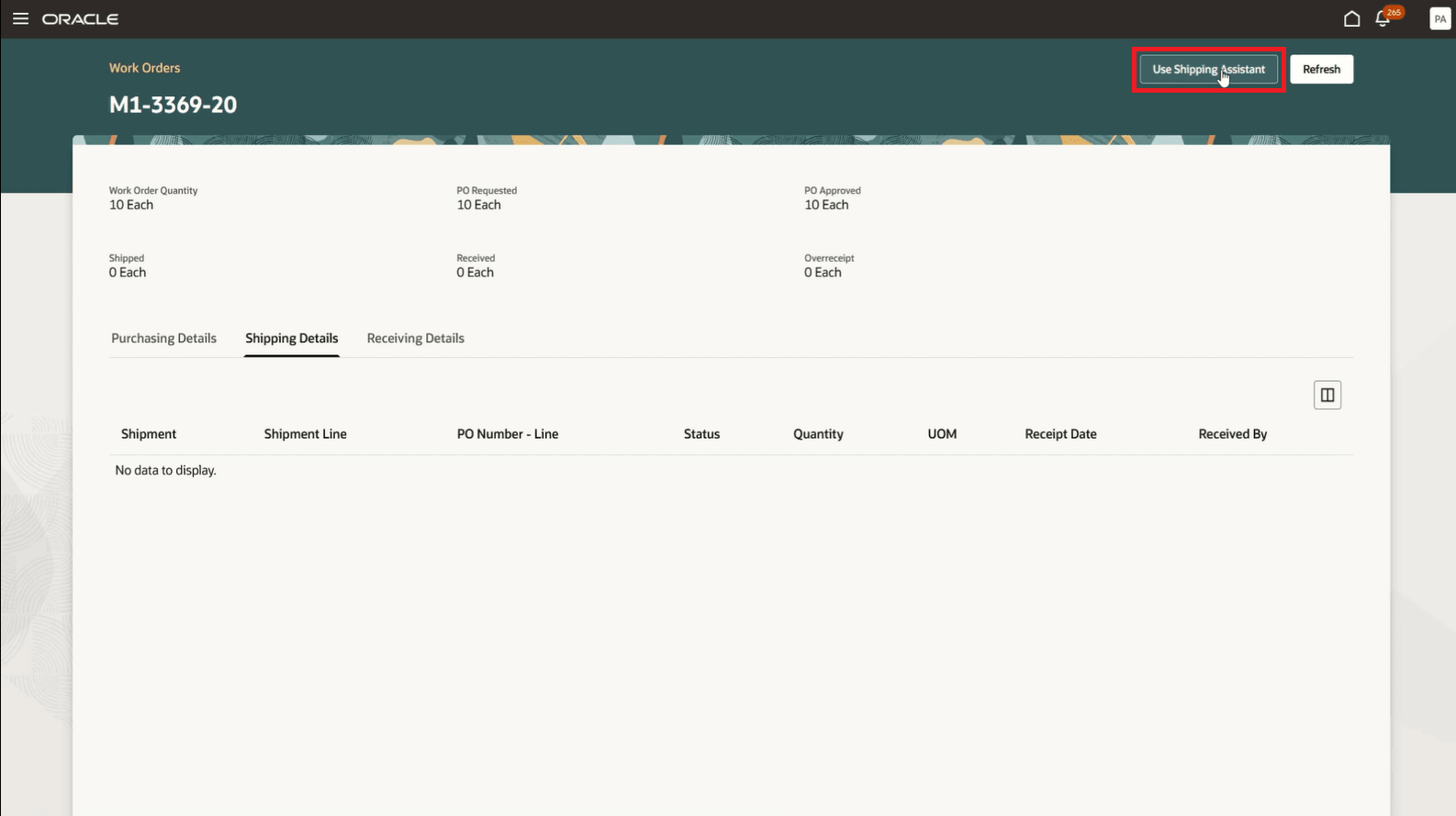 Using Outside Processing Shipping Assistant