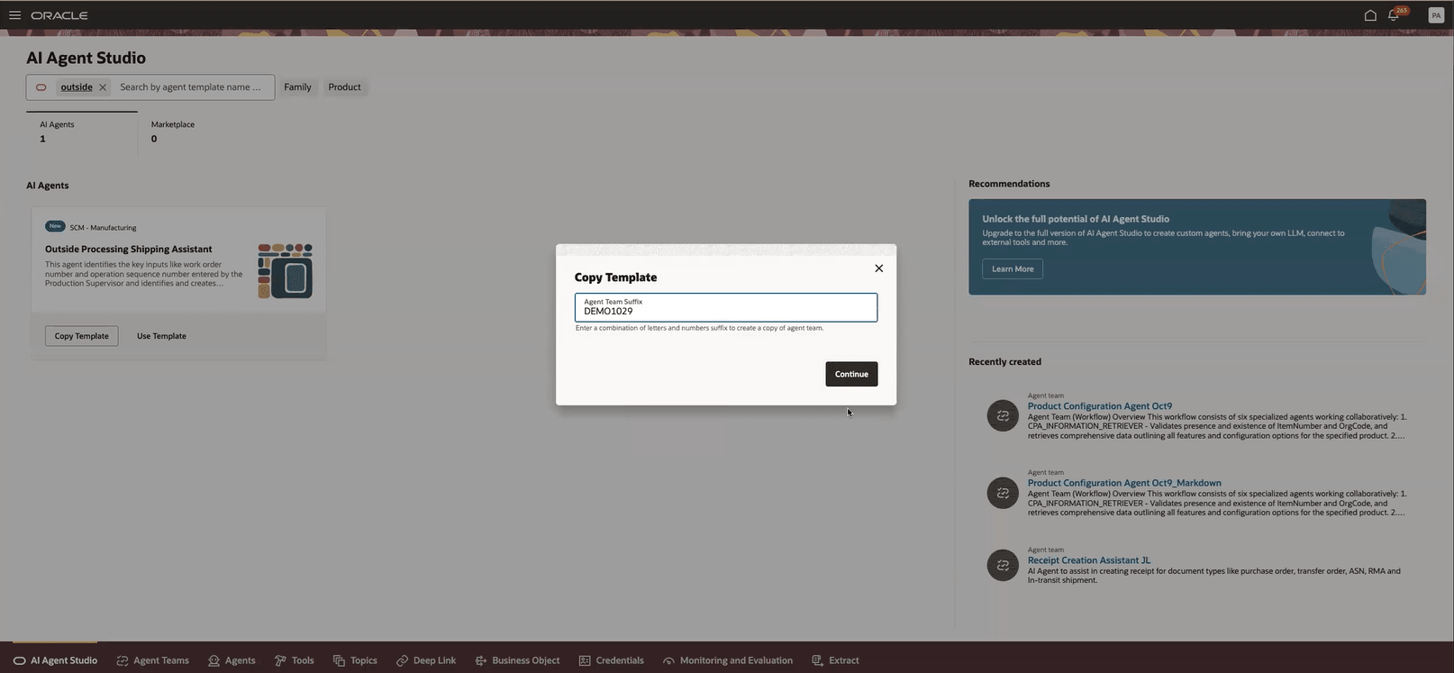 Creating an Agent by Copying the Template
