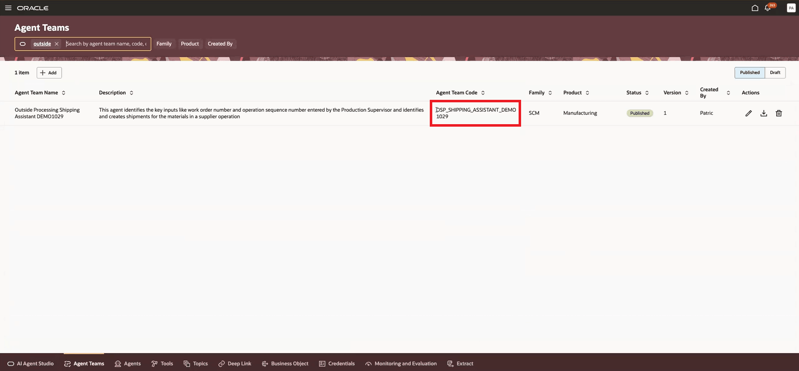 Adding Agent to the Supplier Operation Details Page