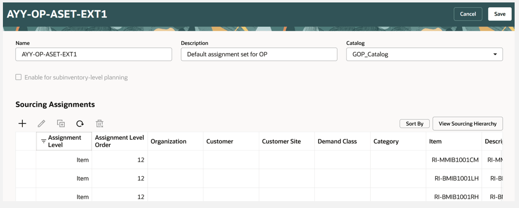 Result After Applying Column Filter for Assignment Level Column in Sourcing Assignments