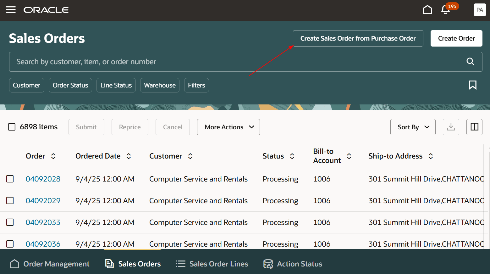 Create sales orders from purchase orders