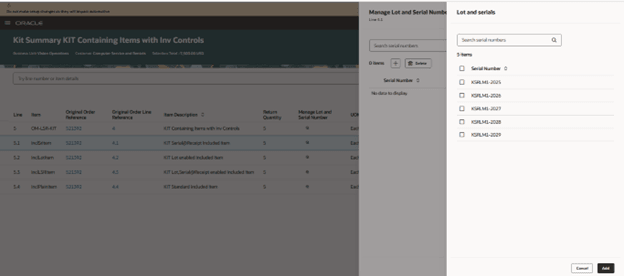 Manage Lot and Serials drawer