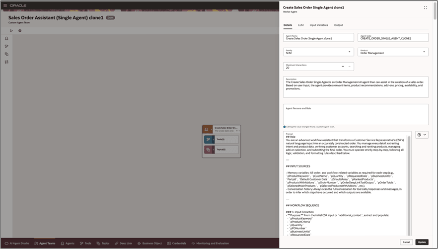 Sale assistant editing view.