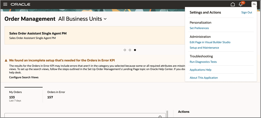Test the agent on the order management page.