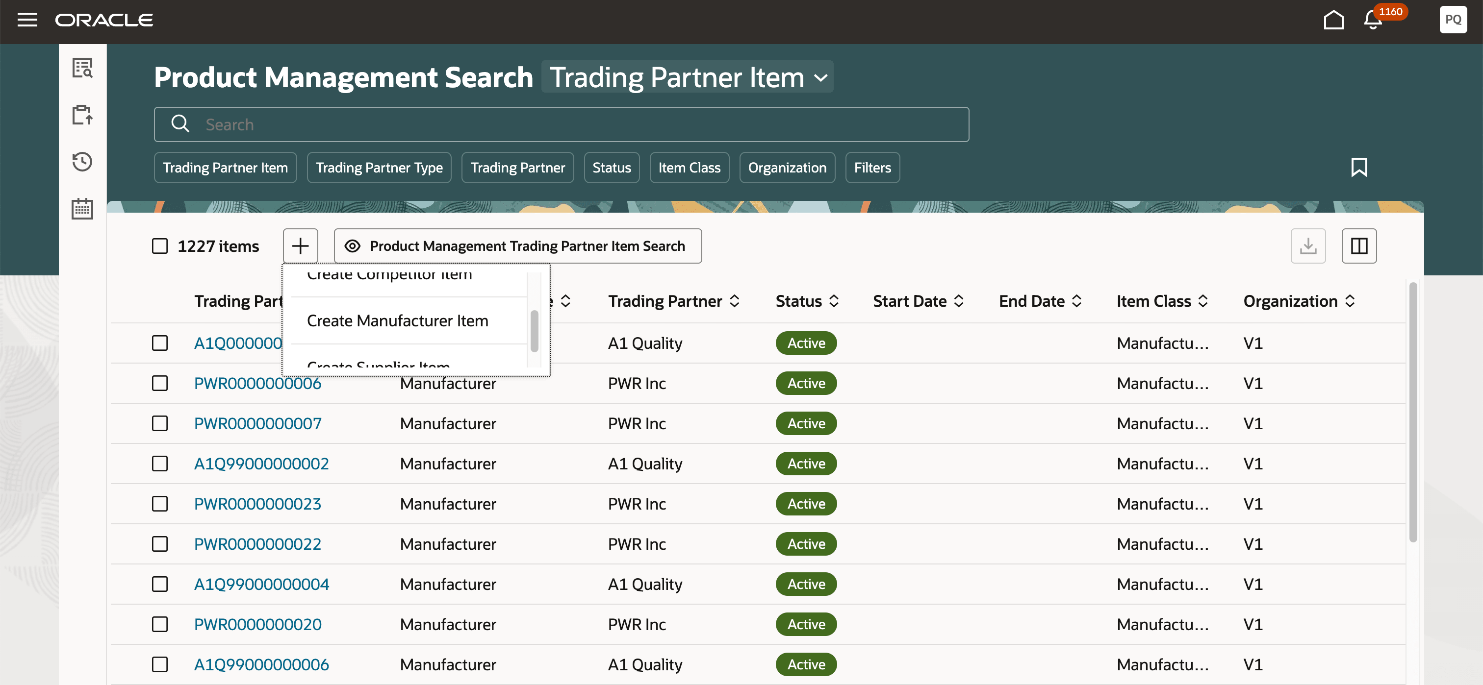 Create Manufacturer Trading Partner Item