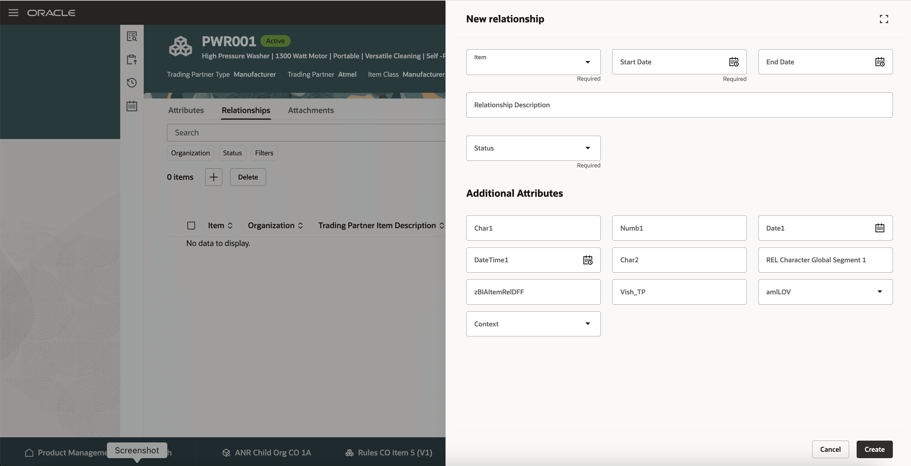 Trading Partner Item - New Relationship Drawer