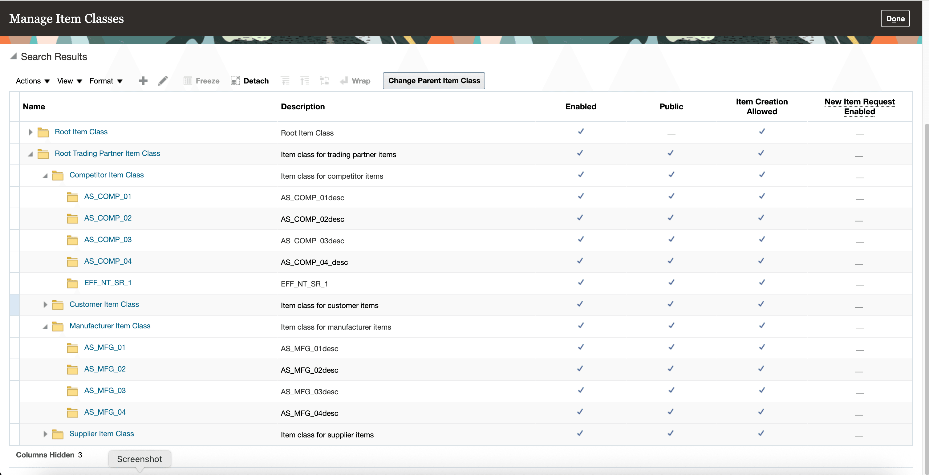 Seeded Trading Partner Item Classes