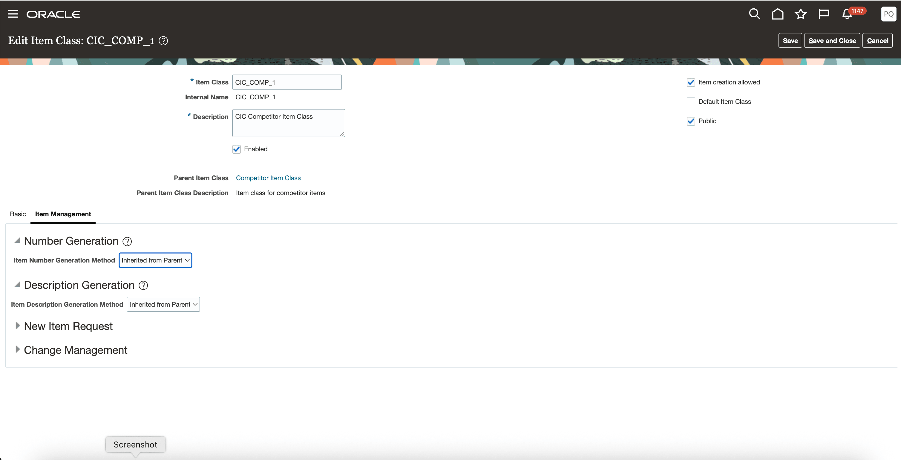 Item Management - Trading Partner Item Class