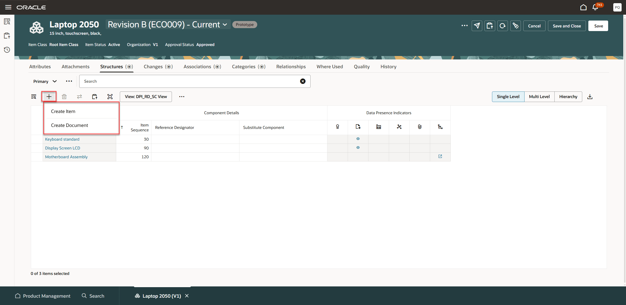 Create New Item in Structure Directly