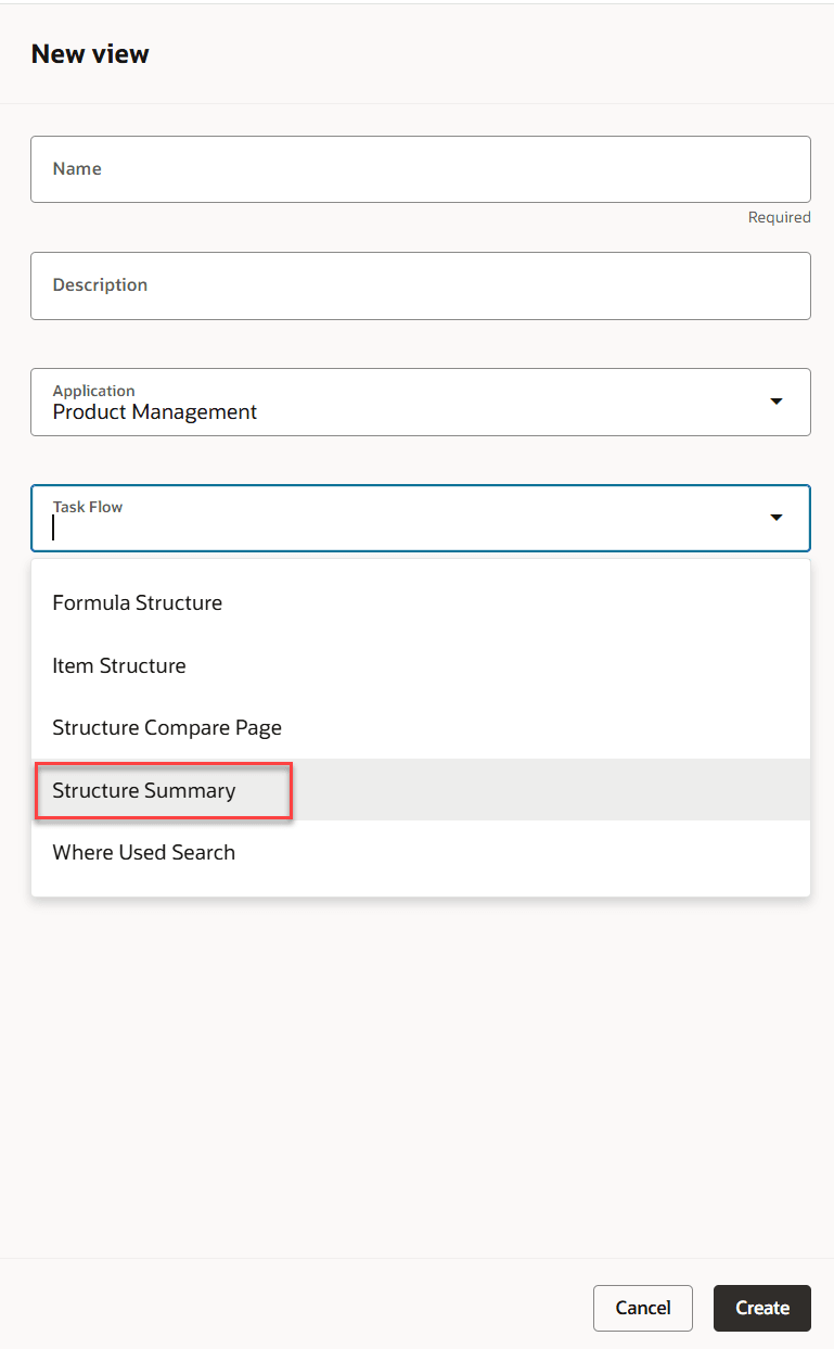 New View - Task Flow for Structure Summary