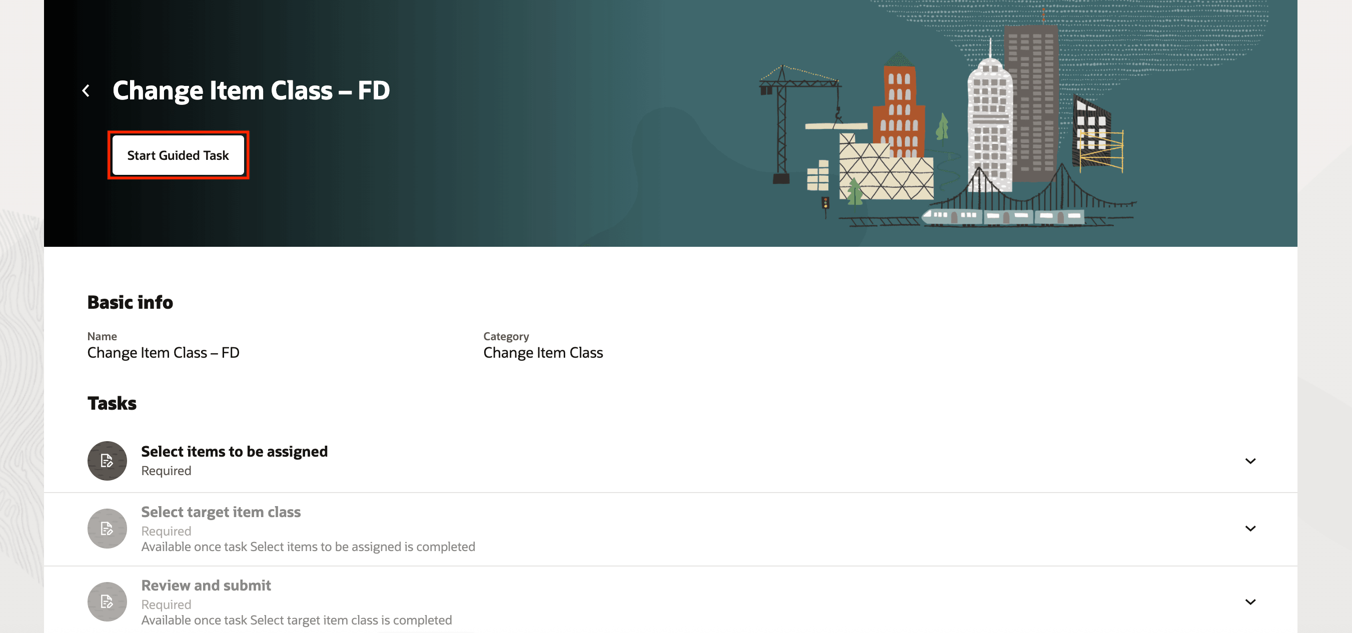 Initiate Change Item Class – FD Task Flow